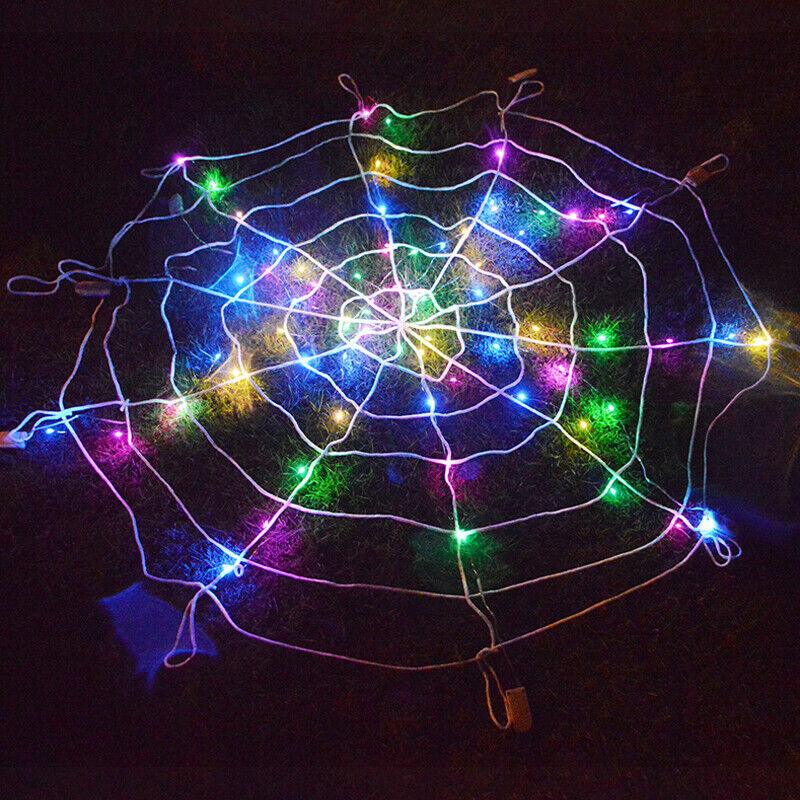 Light Up Spiders Web - LED Halloween Decoration Giant Spider Web Lights Party Props Fancy Decor Outdoor - Tophatter Daily Deals