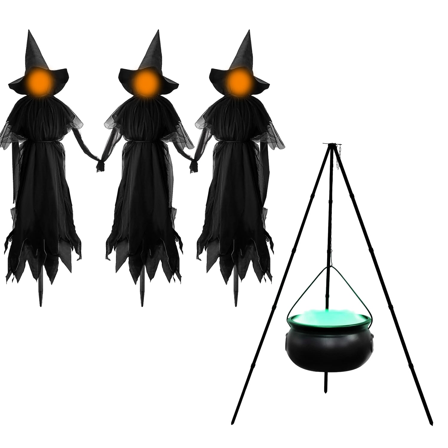 Light Up Witches – Outdoor Large Witches Cauldron on Tripod with Light Yard Light Up Witches - Tophatter Daily Deals