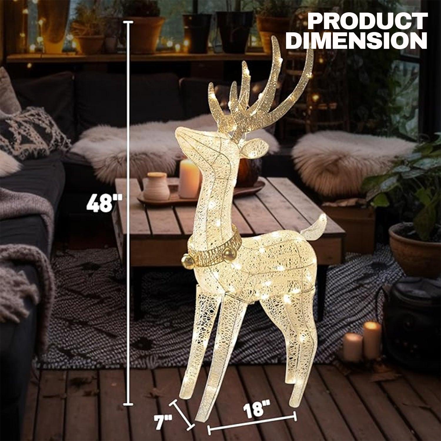 Light Up Reindeer - Large 1.2m-2m Christmas Light Up Deer Deocration LED Twinkling Reindeer For Home and Garden Warm White Christmas - Tophatter Daily Deals