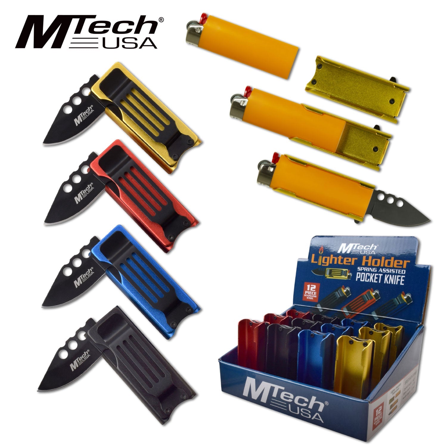 Lighter Knife Spring Assisted Holder w/ Pocket Clip - 4 colors Knife-Assist - Tophatter Daily Deals
