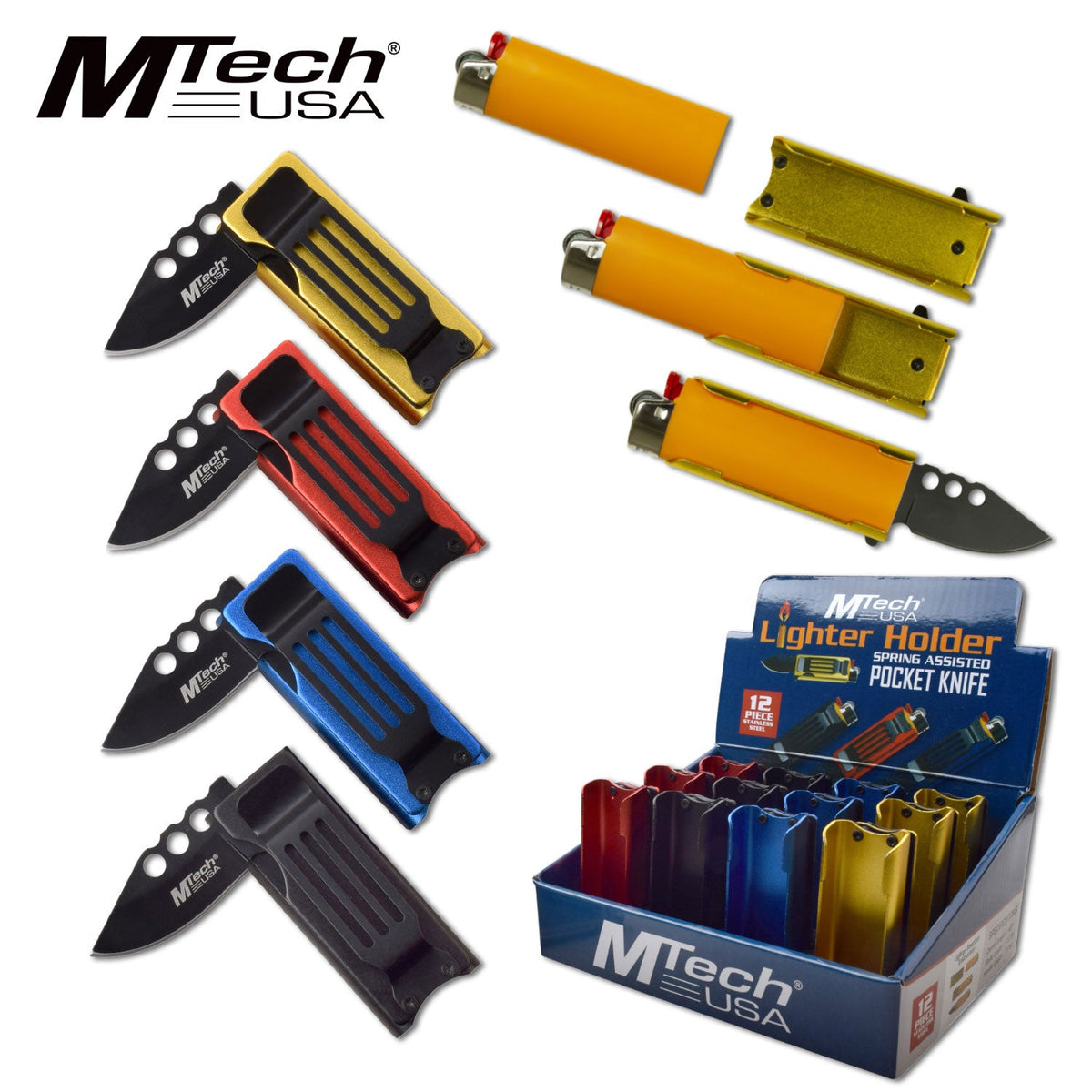 Lighter Knife Spring Assisted Holder w/ Pocket Clip - 4 colors Knife-Assist - Tophatter Daily Deals