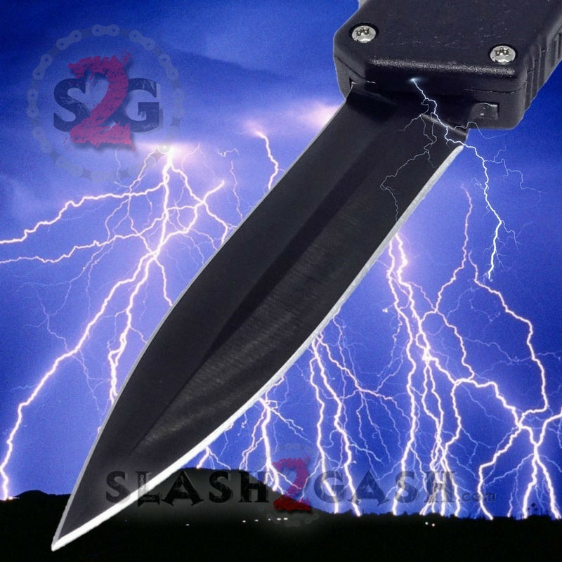 Lightning OTF Dual Action Black Automatic Knife - Tactical Double Edge Double Edge Knife-OTF - Tophatter Daily Deals