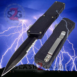 Lightning OTF Dual Action Black Automatic Knife - Tactical Combo Edge Knife-OTF - Tophatter Daily Deals