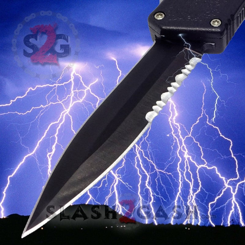 Lightning OTF Dual Action Black Automatic Knife - Tactical Combo Edge Combo Edge Knife-OTF - Tophatter Daily Deals