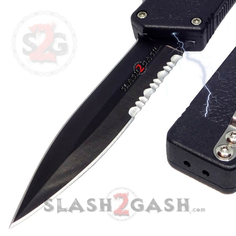 Lightning OTF Dual Action Black Automatic Knife - Tactical Combo Edge Knife-OTF - Tophatter Daily Deals