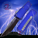 Lightning OTF Dual Action Blue Automatic Knife - Satin Serrated Knife-OTF - Tophatter Daily Deals