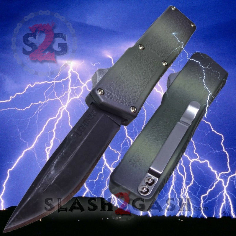 Lightning OTF Dual Action Camo Automatic Knife - Tactical Plain Edge Knife-OTF - Tophatter Daily Deals