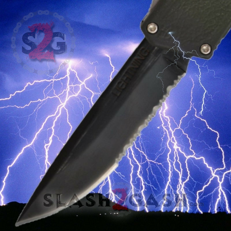 Lightning OTF Dual Action Camo Automatic Knife - Tactical Plain Edge Serrated Edge Knife-OTF - Tophatter Daily Deals