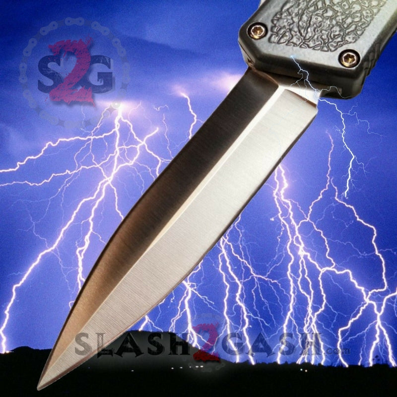 Lightning OTF Dual Action Camo Automatic Knife - Satin Double Edge Double Edge Knife-OTF - Tophatter Daily Deals