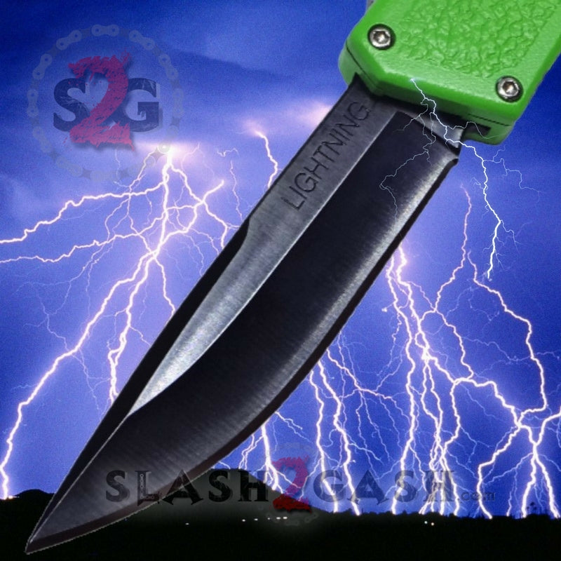 Lightning OTF Dual Action Green Automatic Knife - Tactical Serrated Edge Plain Edge Knife-OTF - Tophatter Daily Deals