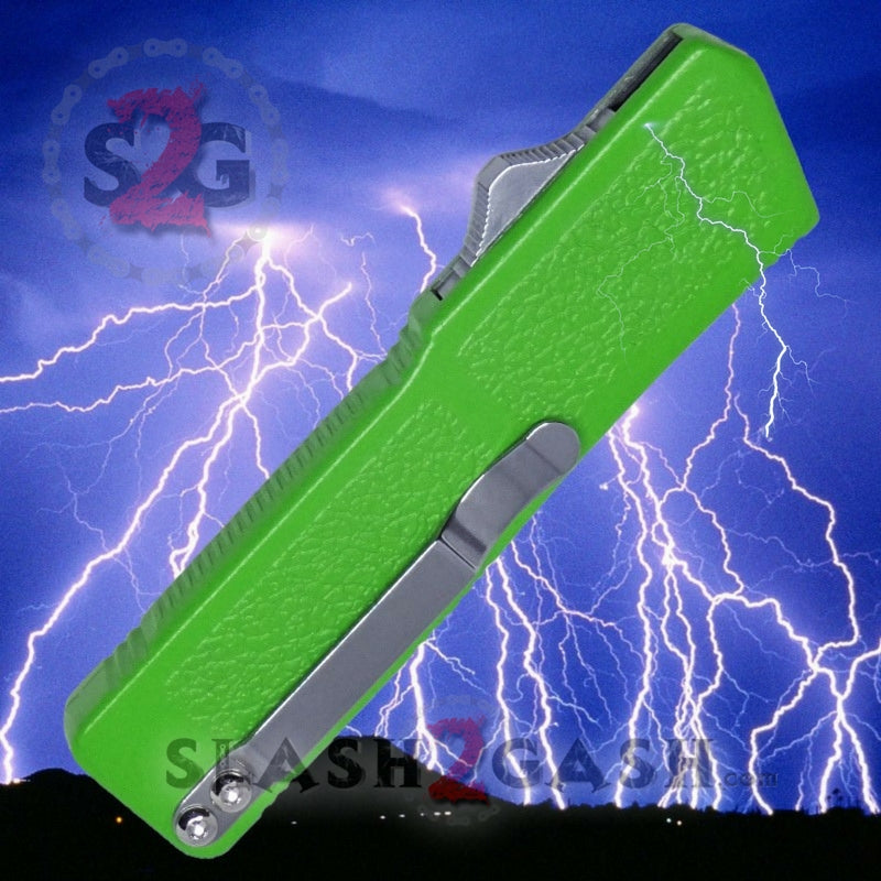 Lightning OTF Dual Action Green Automatic Knife - Tactical Plain Edge Knife-OTF - Tophatter Daily Deals