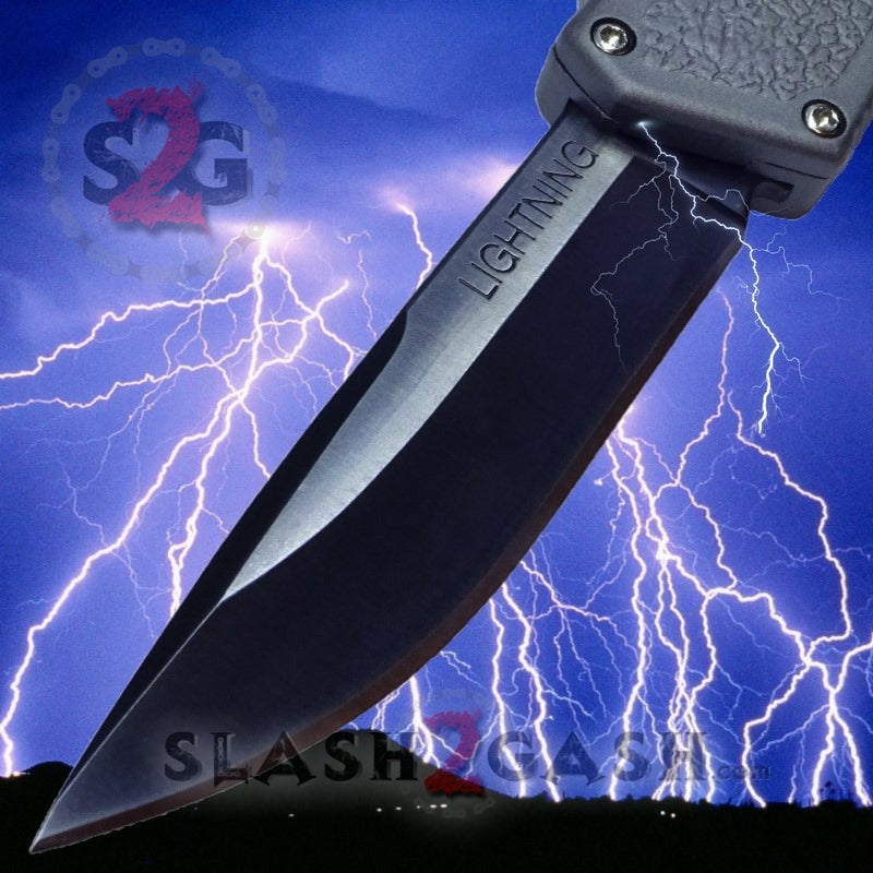 Lightning OTF Dual Action Grey Automatic Knife - Tactical Plain Edge Plain Edge Knife-OTF - Tophatter Daily Deals
