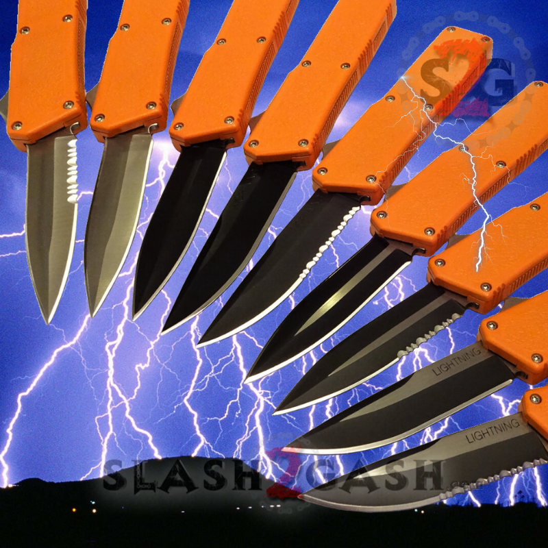 Lightning OTF Knife Dual Action Orange Automatic TAIWAN - 9 Blade Options Knife-OTF - Tophatter Daily Deals