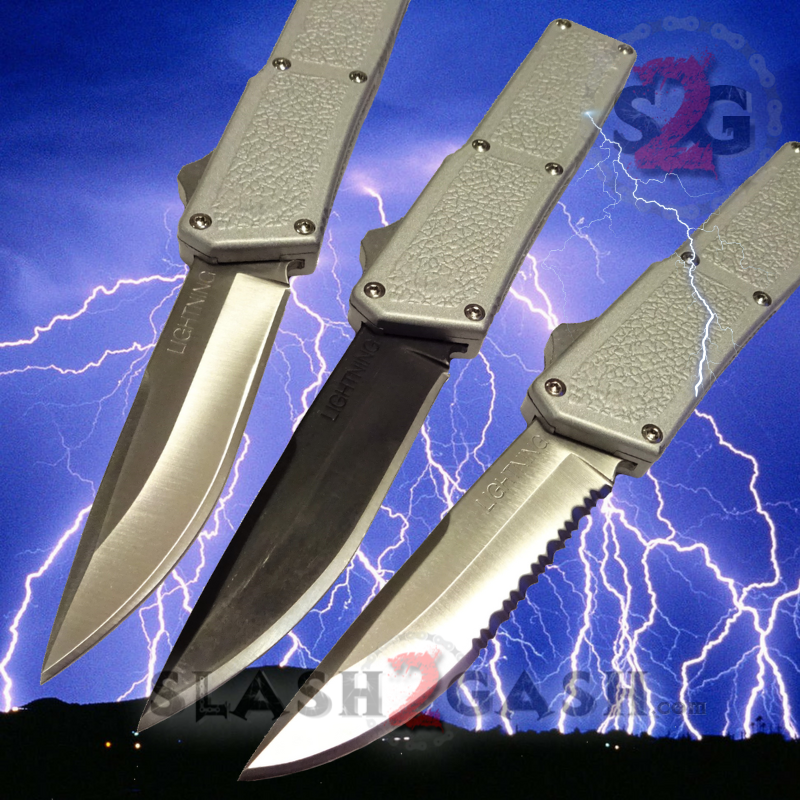 Lightning OTF Dual Action Silver Automatic Knife - TAIWAN (discontinued) Knife-OTF - Tophatter Daily Deals
