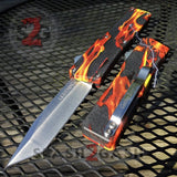 Lightning OTF Knife D/A Flame Fire Switchblade - Tanto Serrated Tanto - Plain Edge Knife-OTF - Tophatter Daily Deals