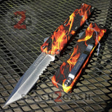 Lightning OTF Knife D/A Flame Fire Switchblade - Tanto Serrated Tanto - Serrated Edge Knife-OTF - Tophatter Daily Deals