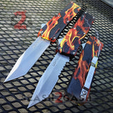 Lightning OTF Knife D/A Flame Fire Switchblade - Tanto Serrated Knife-OTF - Tophatter Daily Deals