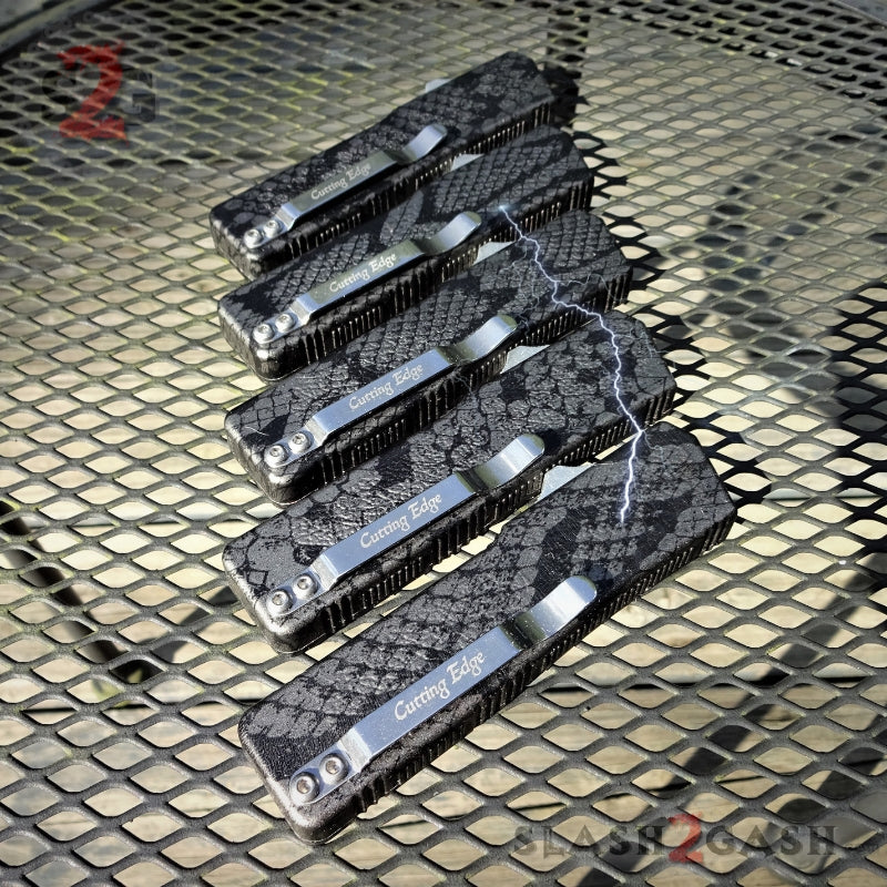 Lightning OTF Knife D/A Snake Skin Switchblade - Tanto Serrated Knife-OTF - Tophatter Daily Deals