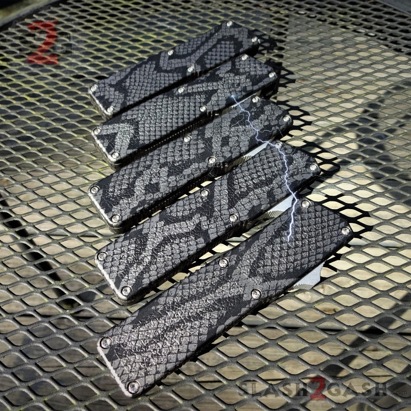 Lightning OTF Knife D/A Snake Skin Switchblade - Tanto Plain Knife-OTF - Tophatter Daily Deals