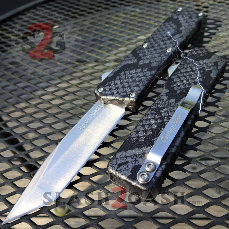Lightning OTF Knife D/A Snake Skin Switchblade - Tanto Serrated Knife-OTF - Tophatter Daily Deals