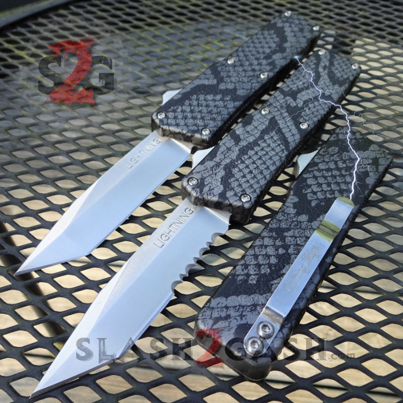 Lightning OTF Knife D/A Snake Skin Switchblade - Tanto Serrated Knife-OTF - Tophatter Daily Deals