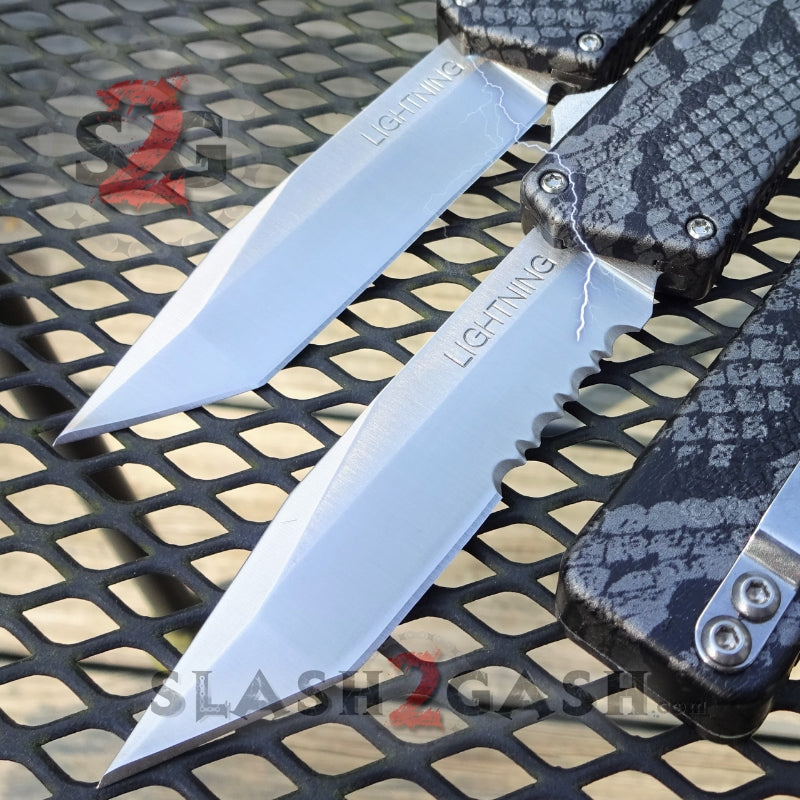 Lightning OTF Knife D/A Snake Skin Switchblade - Tanto Plain Knife-OTF - Tophatter Daily Deals