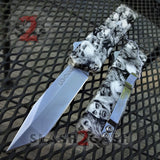 Lightning OTF Knife D/A Zombie Skulls Switchblade - Tanto Serrated Knife-OTF - Tophatter Daily Deals