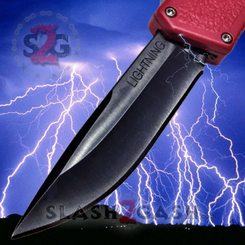 Lightning OTF Dual Action Red Automatic Knife - Tactical Plain Edge Plain Edge Knife-OTF - Tophatter Daily Deals