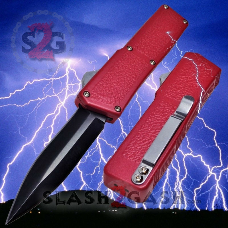 Lightning OTF Dual Action Red Automatic Knife - Tactical Double Edge Knife-OTF - Tophatter Daily Deals