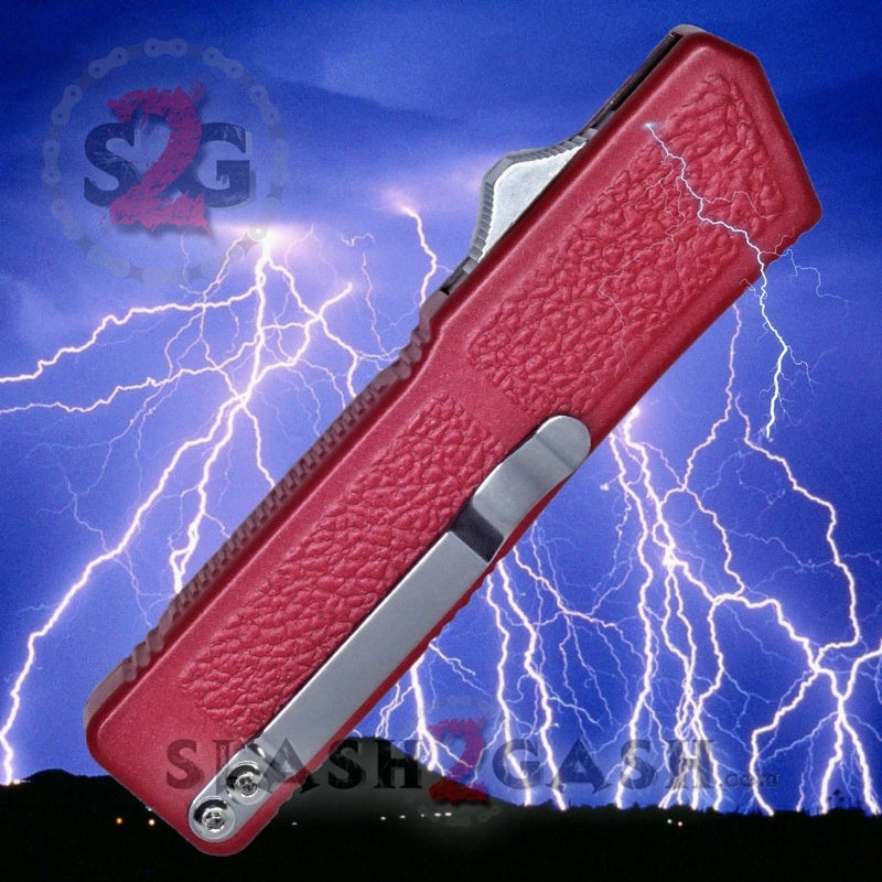 Lightning OTF Dual Action Red Automatic Knife - Tactical Double Edge Knife-OTF - Tophatter Daily Deals