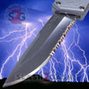 Lightning OTF Dual Action Silver Automatic Knife - Satin Plain Edge Serrated Edge Knife-OTF - Tophatter Daily Deals