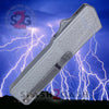 Lightning OTF Dual Action Silver Automatic Knife - Satin Plain Edge