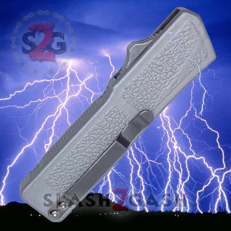 Lightning OTF Dual Action Silver Automatic Knife - Satin Serrated Knife-OTF - Tophatter Daily Deals