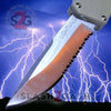 Lightning OTF Dual Action Tan Automatic Knife - Satin Serrated Serrated Edge Knife-OTF - Tophatter Daily Deals