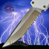 Lightning OTF Dual Action White Automatic Knife - Satin Serrated Serrated Edge Knife-OTF - Tophatter Daily Deals