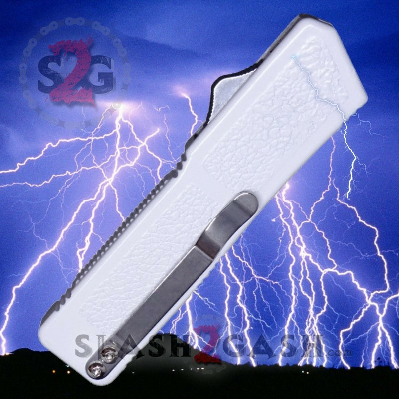 Lightning OTF Dual Action White Automatic Knife - 2toned Plain Edge Plain Edge - 2toned Knife-OTF - Tophatter Daily Deals