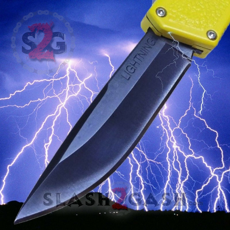Lightning OTF Dual Action Yellow Automatic Knife - Tactical Plain Edge Plain Edge Knife-OTF - Tophatter Daily Deals