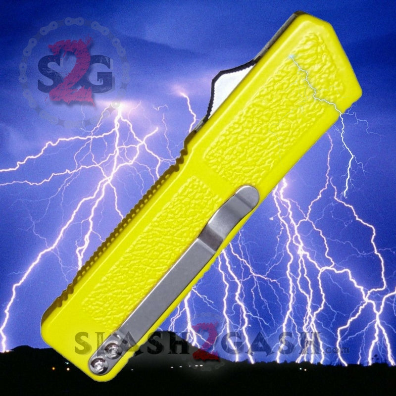 Lightning OTF Dual Action Yellow Automatic Knife - TAIWAN upgraded 5 Blades Knife-OTF - Tophatter Daily Deals