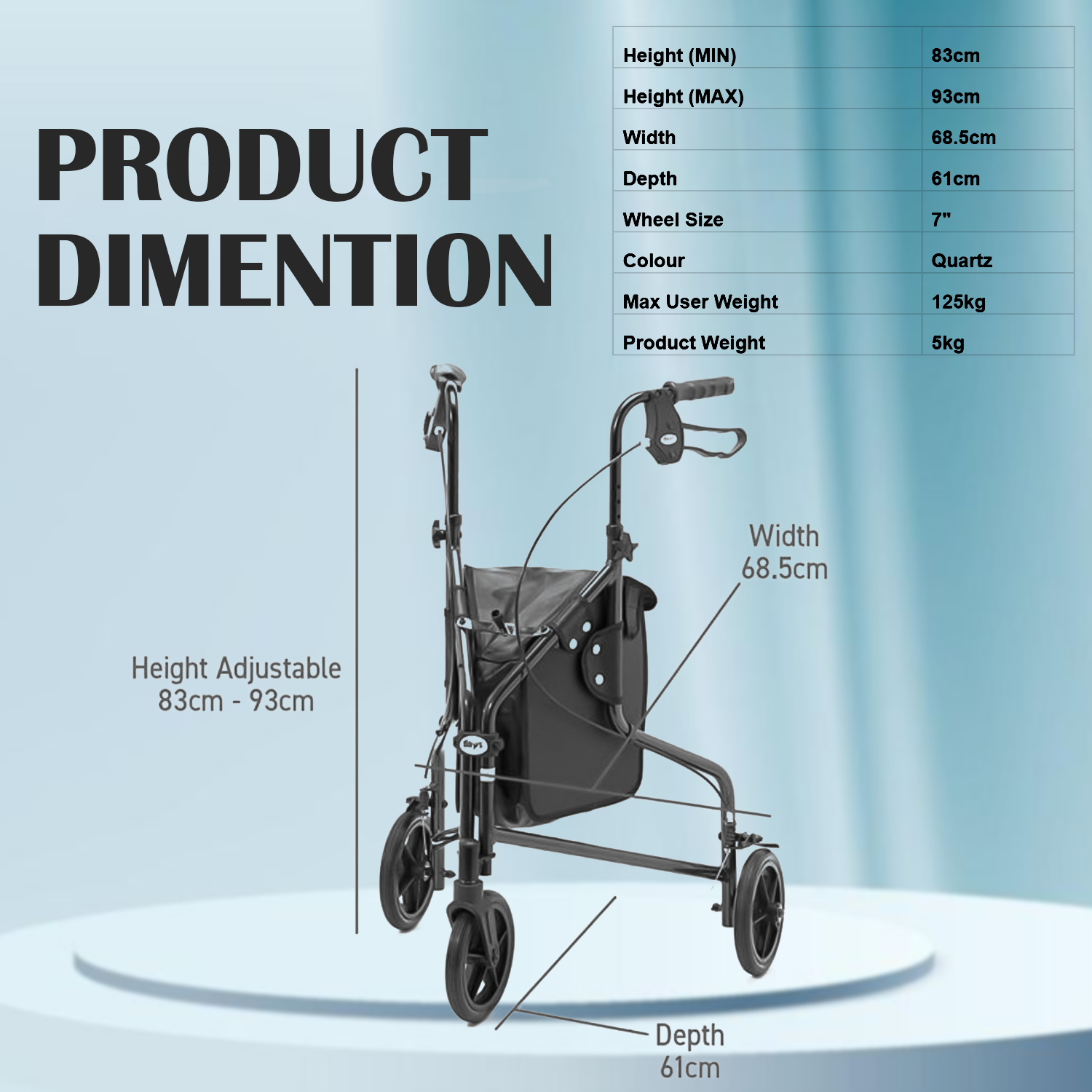 Three Wheeled Mobility Walker – Foldable Lightweight Rollator with Brakes & Storage Bag Three wheeled mobility walker - Tophatter Daily Deals