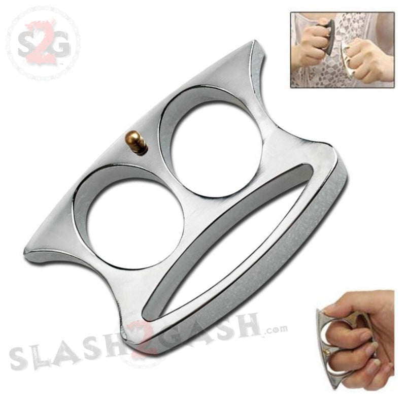 Lil Buddy Mini 2 Finger Double Knuckle Belt Buckle - Silver Belt Buckle - Tophatter Daily Deals