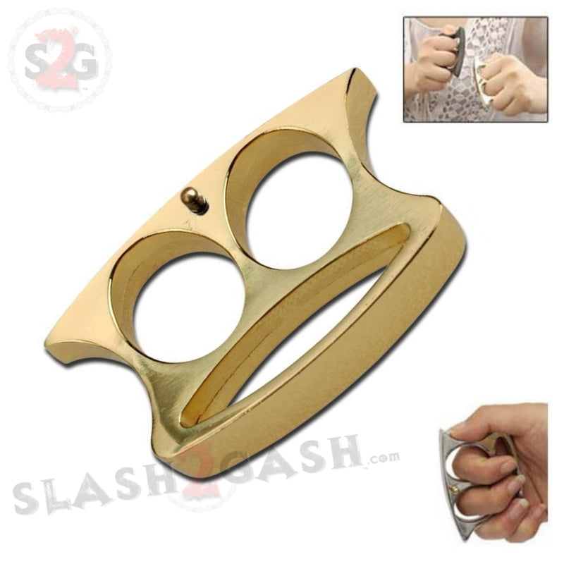 Lil Buddy Mini 2 Finger Double Knuckle Belt Buckle - Gold Belt Buckle - Tophatter Daily Deals