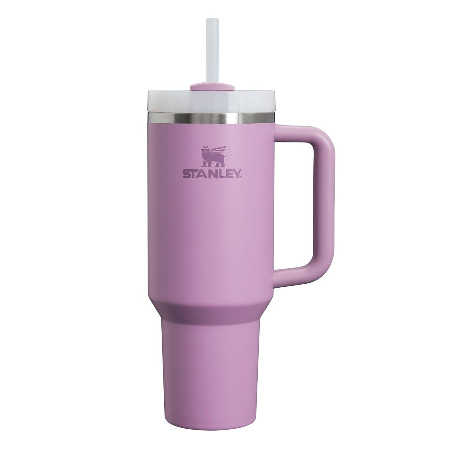 Insulated Straw Tumbler - 30-40 OZ Stanley Quencher H2.0 Tumbler Handle Straw Insulated Bottle Cup Mug Travel Mug for Cold or Hot Drinks Love Shack Fancy 40 OZ (1.2L) Lilac bottles - Tophatter Daily Deals
