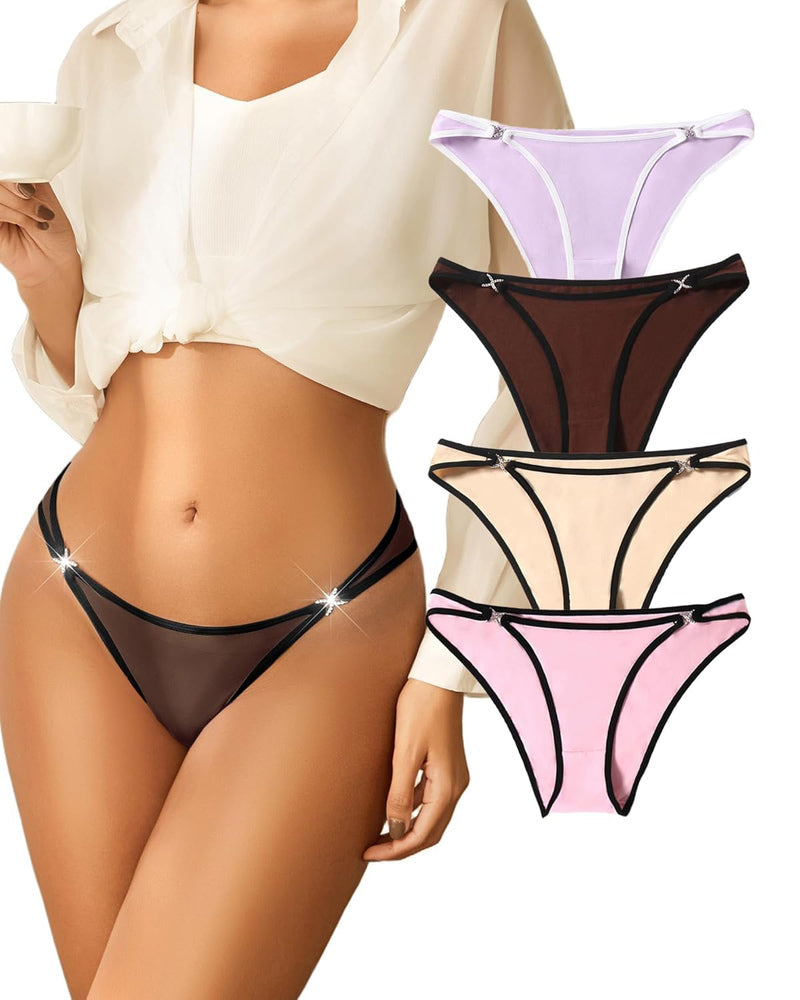 Cotton Panties Low Rise Hipster 4 Pcs-2 Lingeries-panties - Tophatter Daily Deals