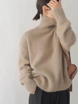 Soft Cozy Women’s Turtleneck Sweater - Oversized Knit Khaki - Tophatter Daily Deals