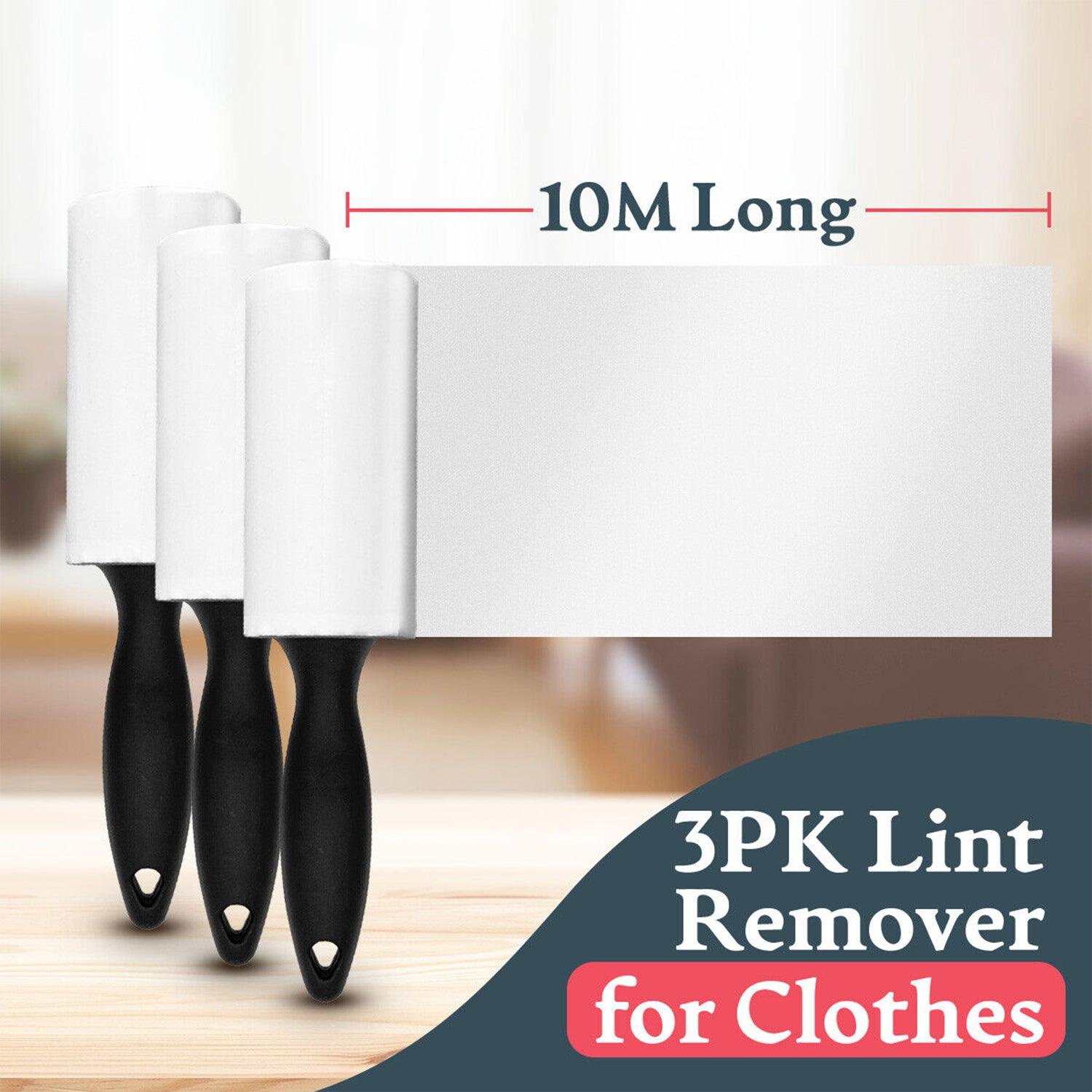 Sticky Roll for Clothes - 3pk x 10m Lint Roller Refills Rolls Pet Hair Clothes Fluff Dust Remover Sticky Clothing - Tophatter Daily Deals