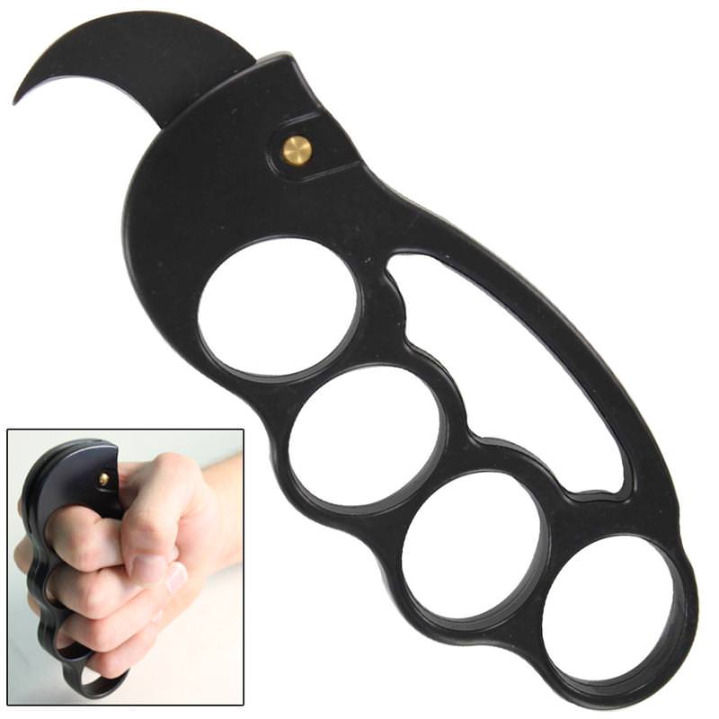 Liver Shot Automatic Brass Knuckle Karambit Knife Collectible Weapons - Tophatter Daily Deals