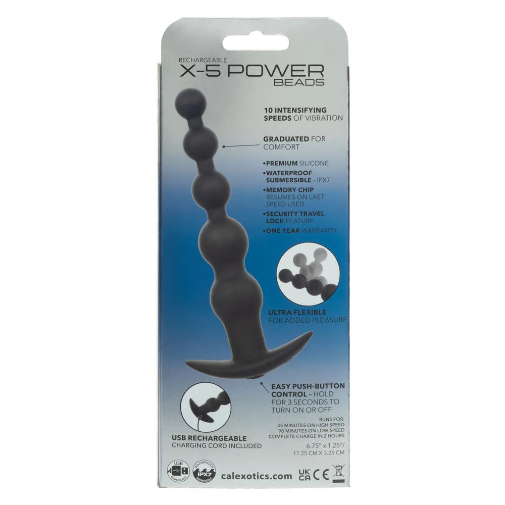 Rechargeable X-5 Power Beads (Black) – Flexible Vibrating Power Beads > Anal Range > Anal Beads - Tophatter Daily Deals