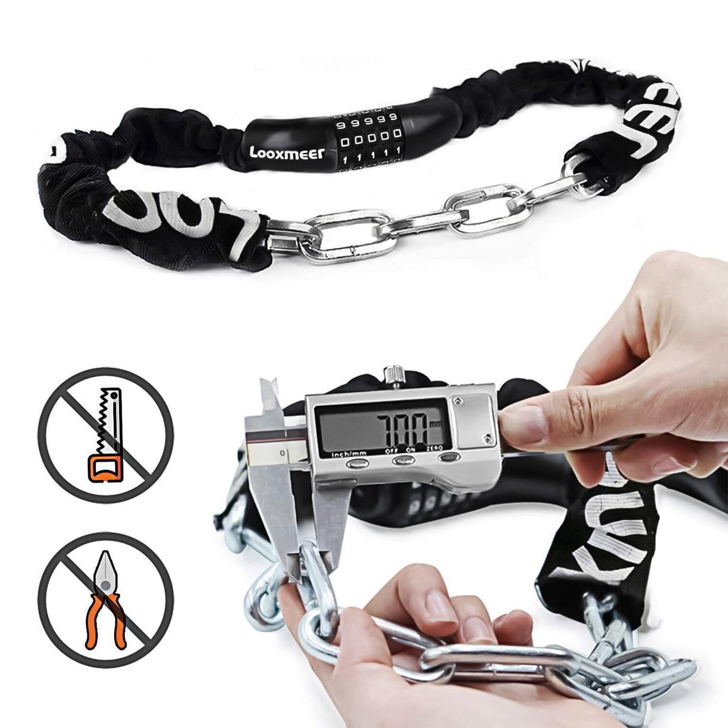 Best Bike Lock UK - Heavy Duty High Security 90cm 5-Digit Combination Chain Lock Cycling - Tophatter Daily Deals