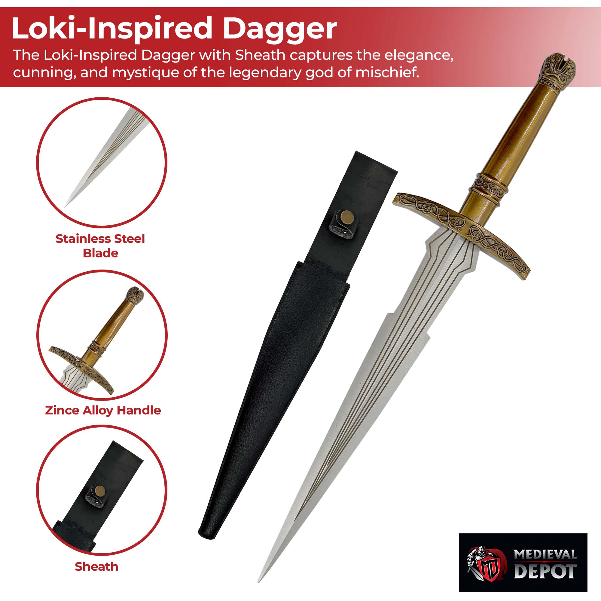 Loki-Inspired Dagger with Sheath Daggers - Tophatter Daily Deals