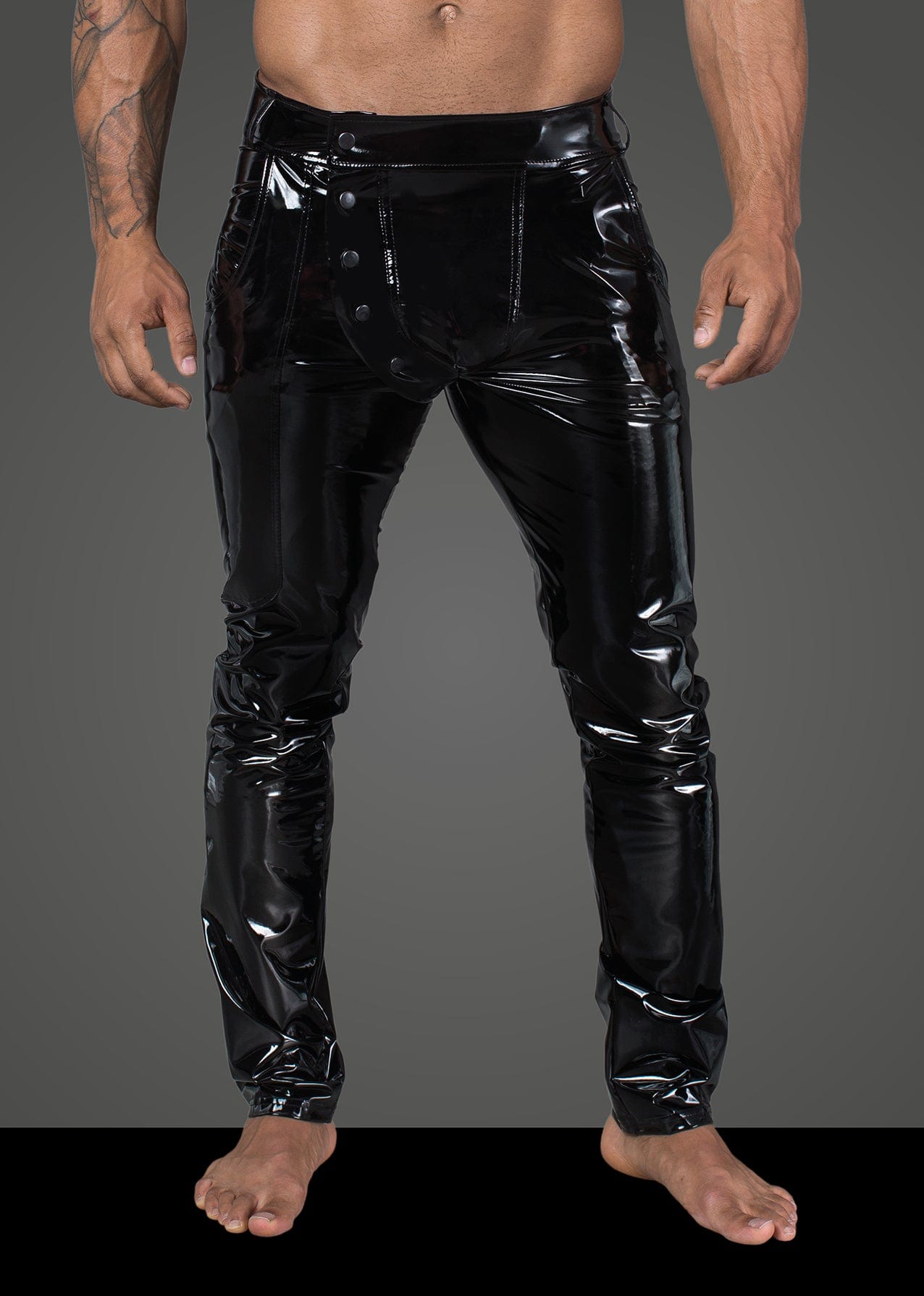 Long Black Elastic PVC Pants for Men with Front Snaps > Clothes > Mens Latex - Tophatter Daily Deals